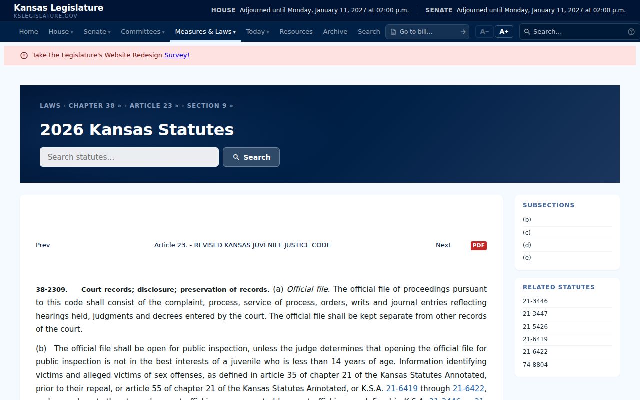 Jewell County civil docket juvenile access law