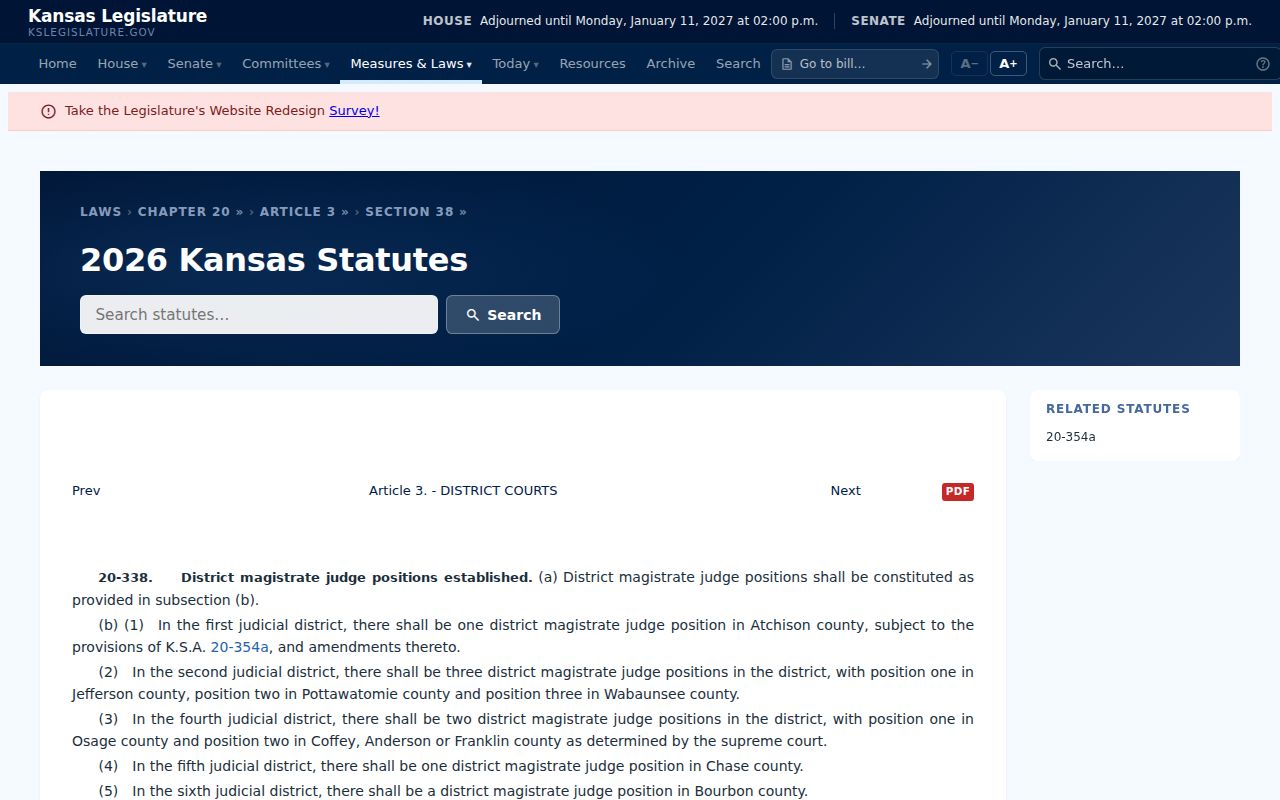 Kansas statute relevant to court hearing dates