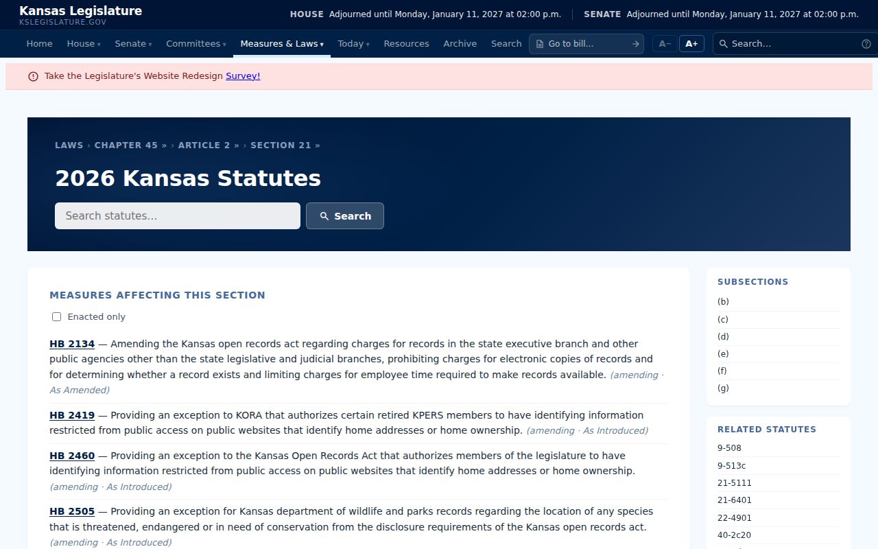 Kansas open records exemption statute